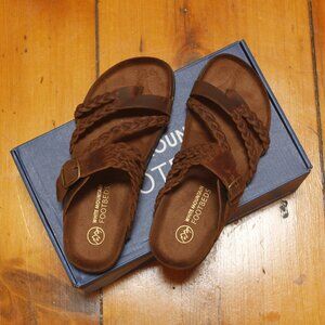 Women's Brown White Mountian Leather Hayleigh Sandels Size 8 NWB